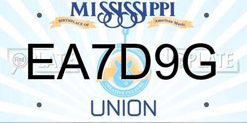 EA7D9G Mississippi License Plate