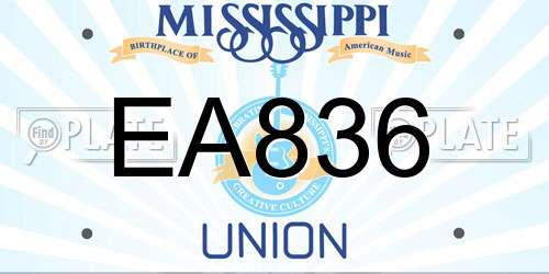 EA836 Mississippi License Plate