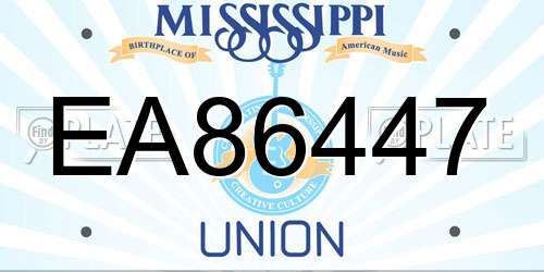 EA86447 Mississippi License Plate