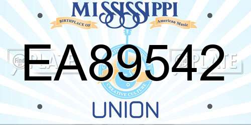 EA89542 Mississippi License Plate