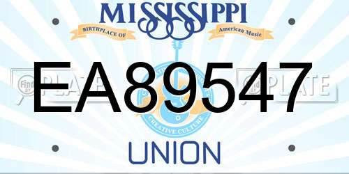 EA89547 Mississippi License Plate