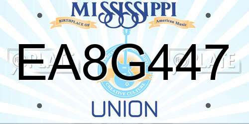 EA8G447 Mississippi License Plate