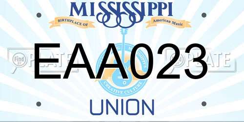 EAA023 Mississippi License Plate