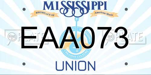 EAA073 Mississippi License Plate
