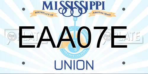 EAA07E Mississippi License Plate