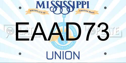 EAAD73 Mississippi License Plate