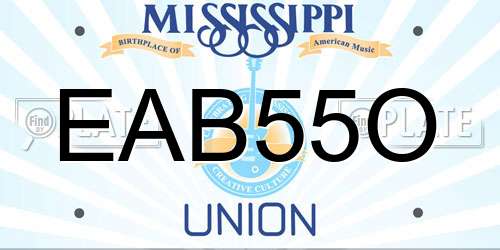 EAB55O Mississippi License Plate