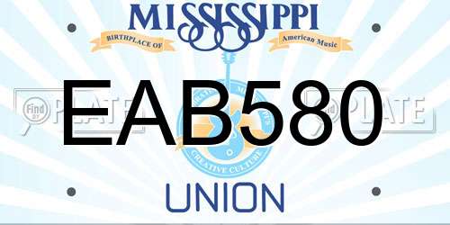 EAB580 Mississippi License Plate