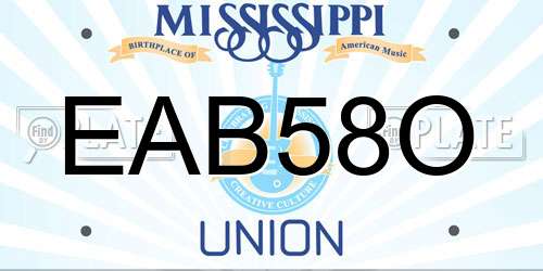 EAB58O Mississippi License Plate