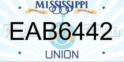 EAB6442 Mississippi License Plate