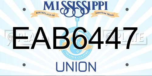 EAB6447 Mississippi License Plate