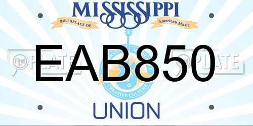 EAB850 Mississippi License Plate