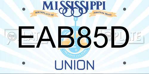 EAB85D Mississippi License Plate
