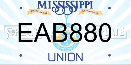 EAB880 Mississippi License Plate