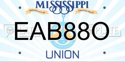 EAB88O Mississippi License Plate