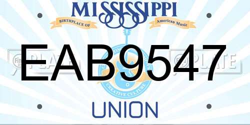 EAB9547 Mississippi License Plate