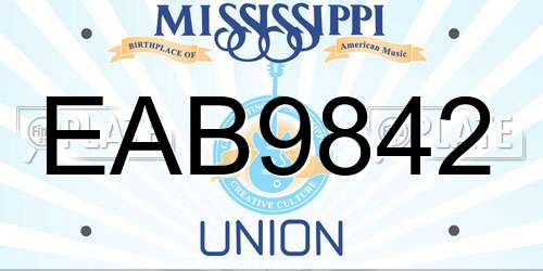 EAB9842 Mississippi License Plate