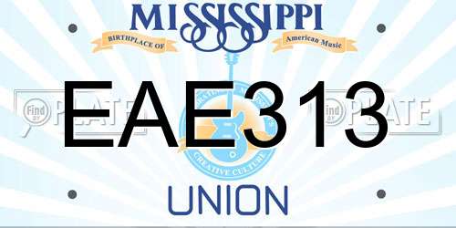 EAE313 Mississippi License Plate