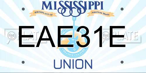 EAE31E Mississippi License Plate