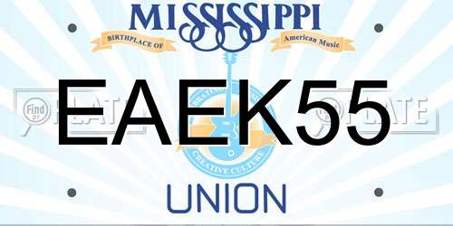 EAEK55 Mississippi License Plate