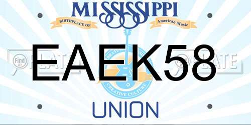 EAEK58 Mississippi License Plate