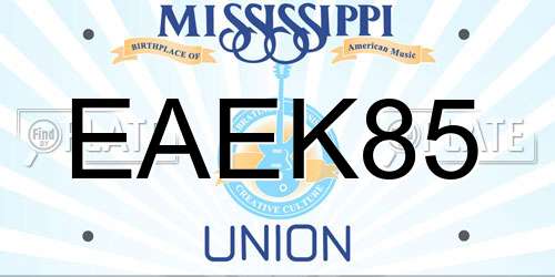 EAEK85 Mississippi License Plate