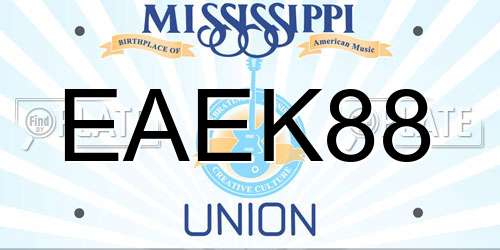 EAEK88 Mississippi License Plate