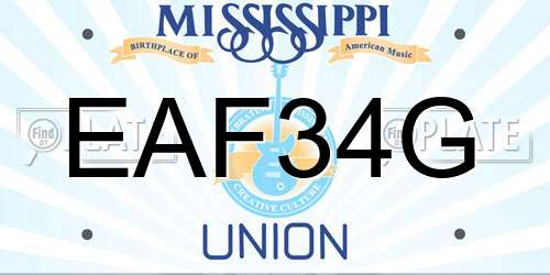 EAF34G Mississippi License Plate