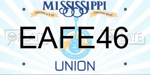 EAFE46 Mississippi License Plate