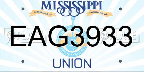 EAG3933 Mississippi License Plate