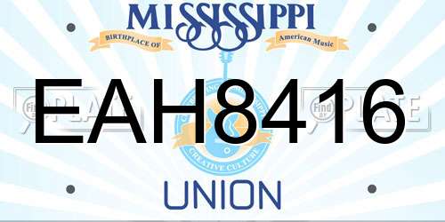EAH8416 Mississippi License Plate