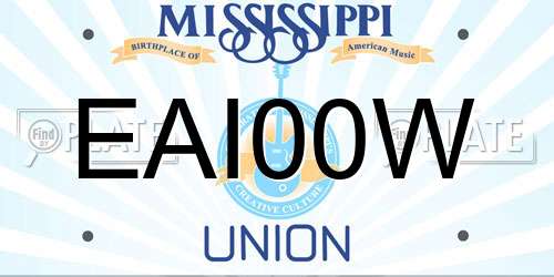 EAI00W Mississippi License Plate