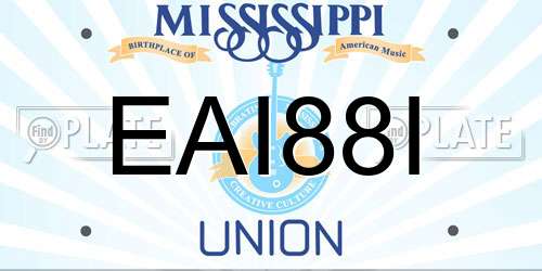 EAI88I Mississippi License Plate