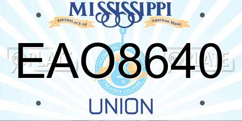 EAO8640 Mississippi License Plate