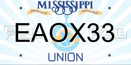 EAOX33 Mississippi License Plate