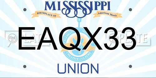 EAQX33 Mississippi License Plate