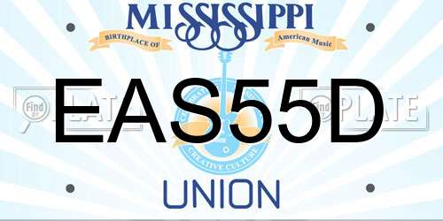 EAS55D Mississippi License Plate