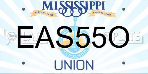 EAS55O Mississippi License Plate