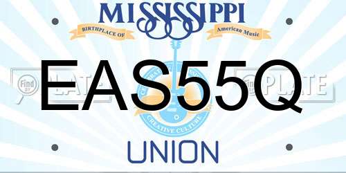 EAS55Q Mississippi License Plate