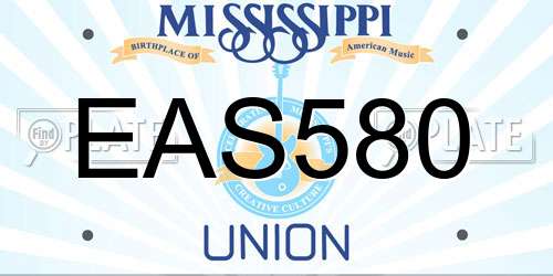 EAS580 Mississippi License Plate