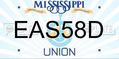 EAS58D Mississippi License Plate