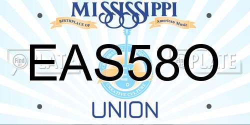 EAS58O Mississippi License Plate