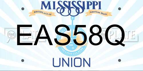 EAS58Q Mississippi License Plate
