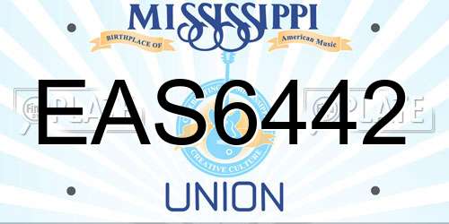 EAS6442 Mississippi License Plate