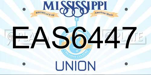 EAS6447 Mississippi License Plate