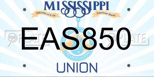 EAS850 Mississippi License Plate
