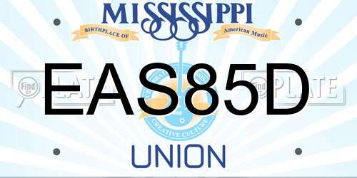EAS85D Mississippi License Plate