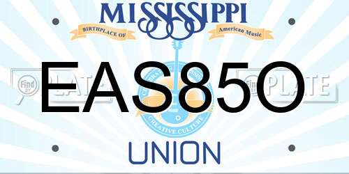 EAS85O Mississippi License Plate