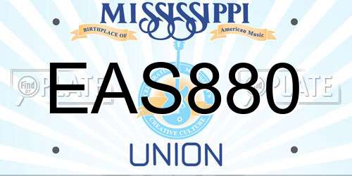 EAS880 Mississippi License Plate