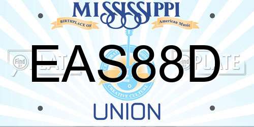 EAS88D Mississippi License Plate